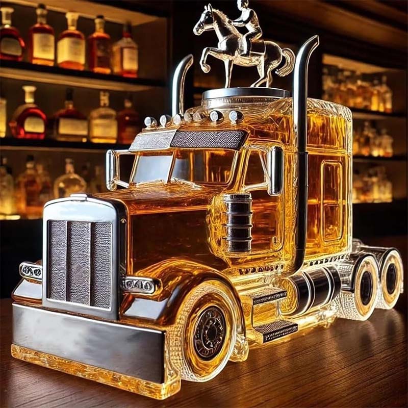 Truck Shape Glass Whiskey Decanter / Empty Whiskey Bottle