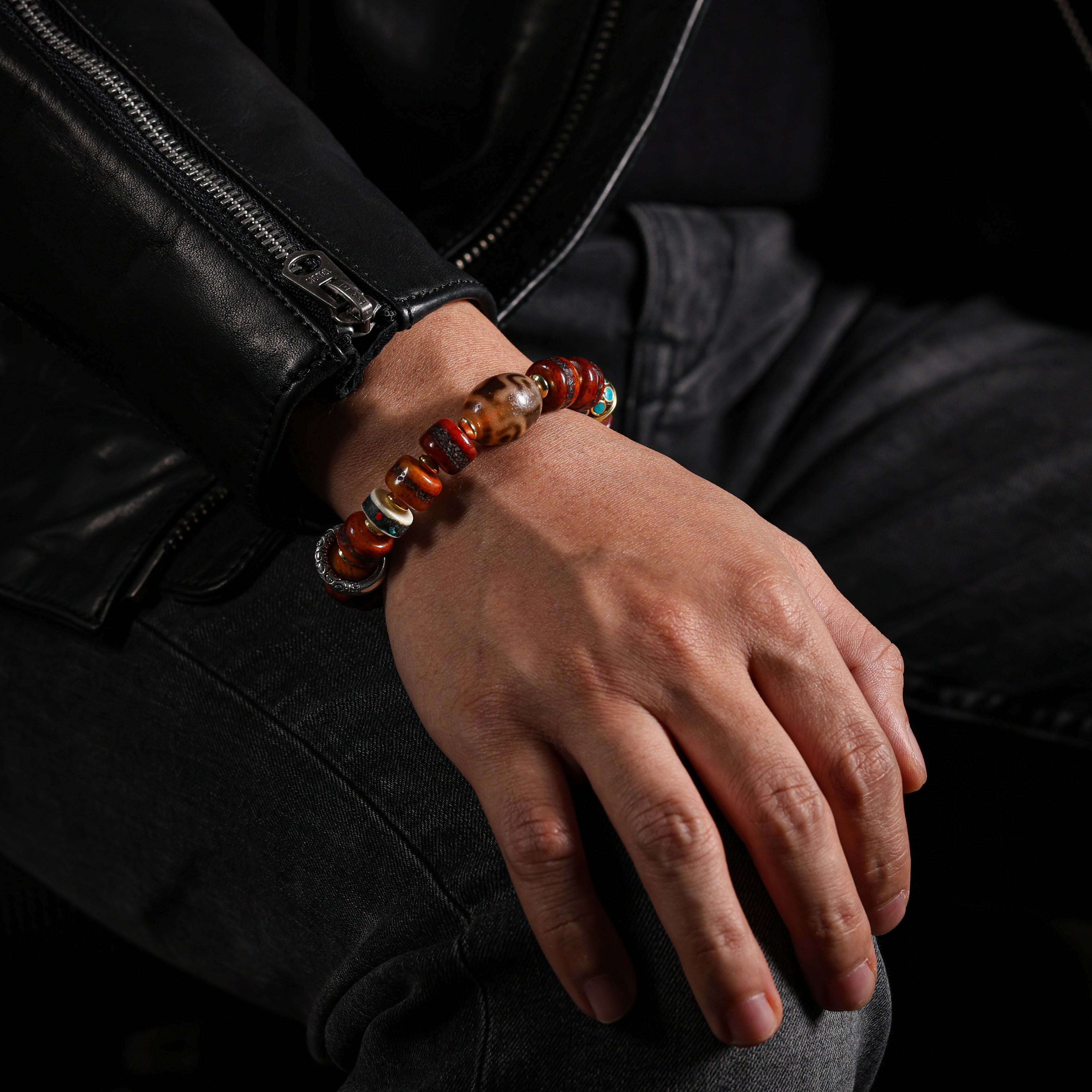 Yak Bone Bracelet with Dzi Accent