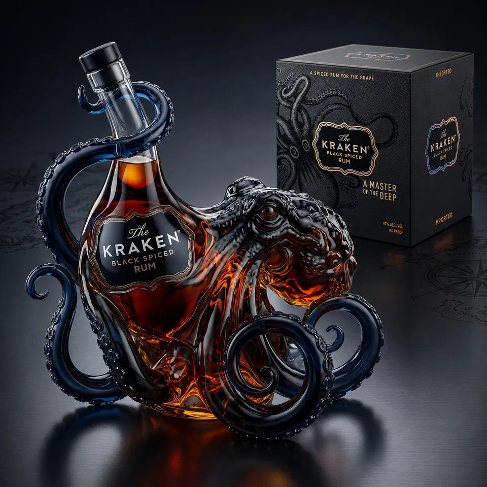 Octopus Glass Decanter Bottle Empty Whiskey Bottle