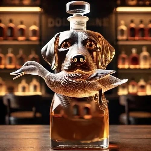 Hunting Dog Whiskey Decanter / Empty Whiskey Bottle