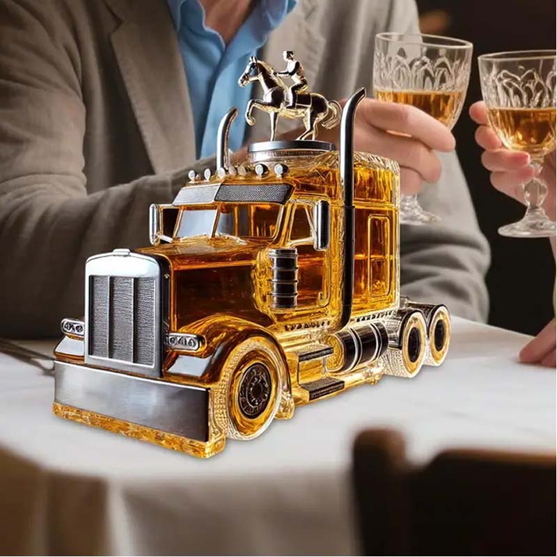 Truck Shape Glass Whiskey Decanter / Empty Whiskey Bottle