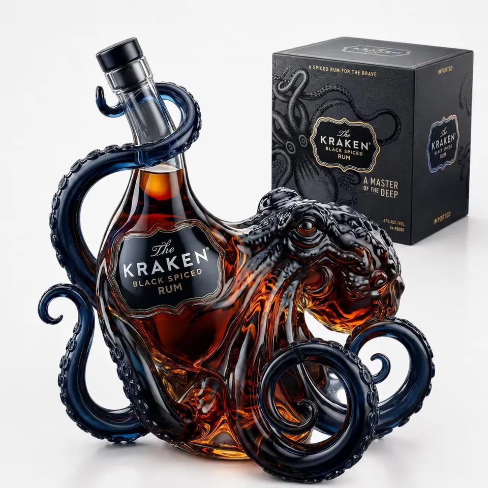 Octopus Glass Decanter Bottle Empty Whiskey Bottle