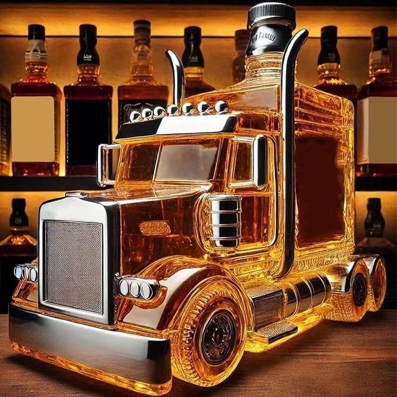 Truck Shape Glass Whiskey Decanter / Empty Whiskey Bottle