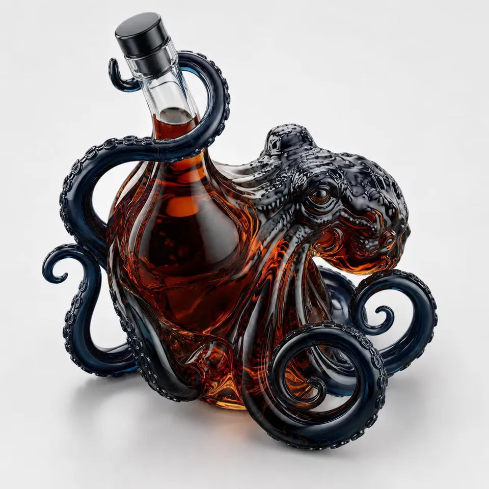 Octopus Glass Decanter Bottle Empty Whiskey Bottle