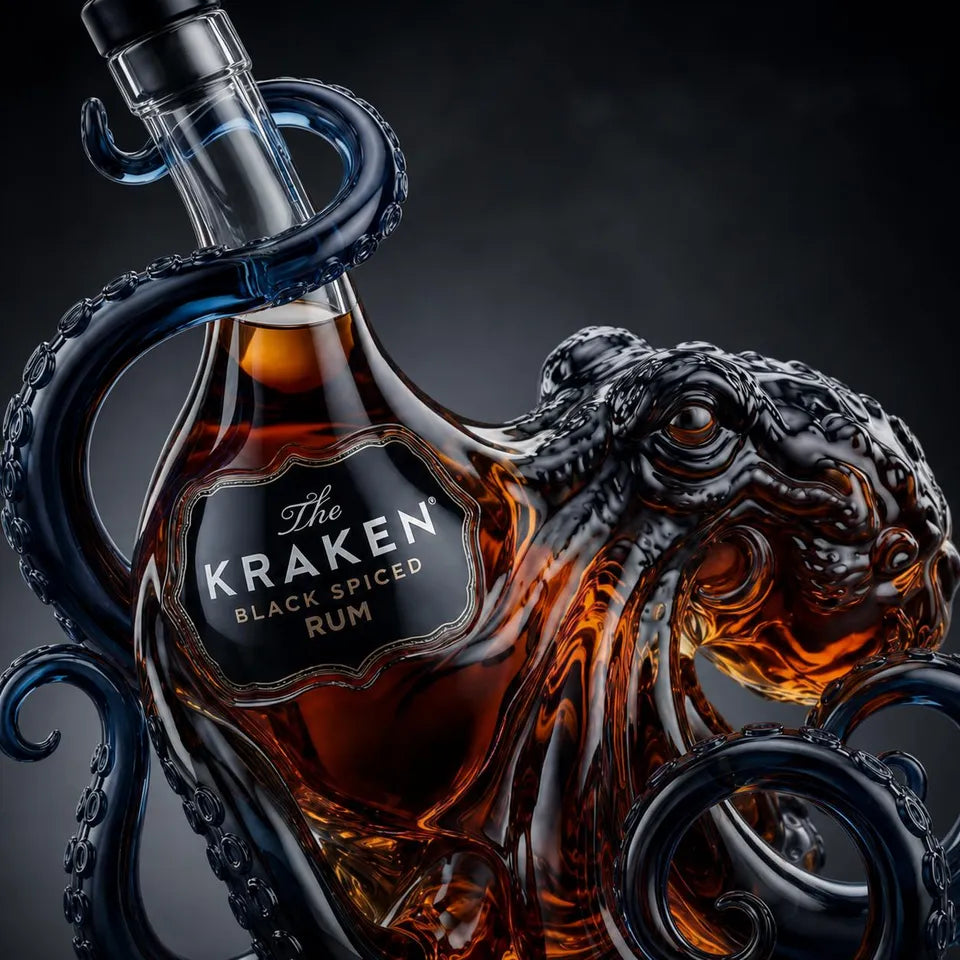 Octopus Glass Decanter Bottle Empty Whiskey Bottle
