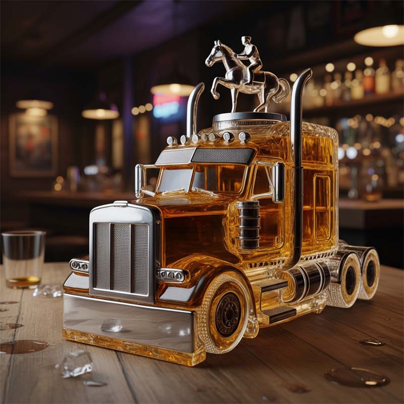 Truck Shape Glass Whiskey Decanter / Empty Whiskey Bottle