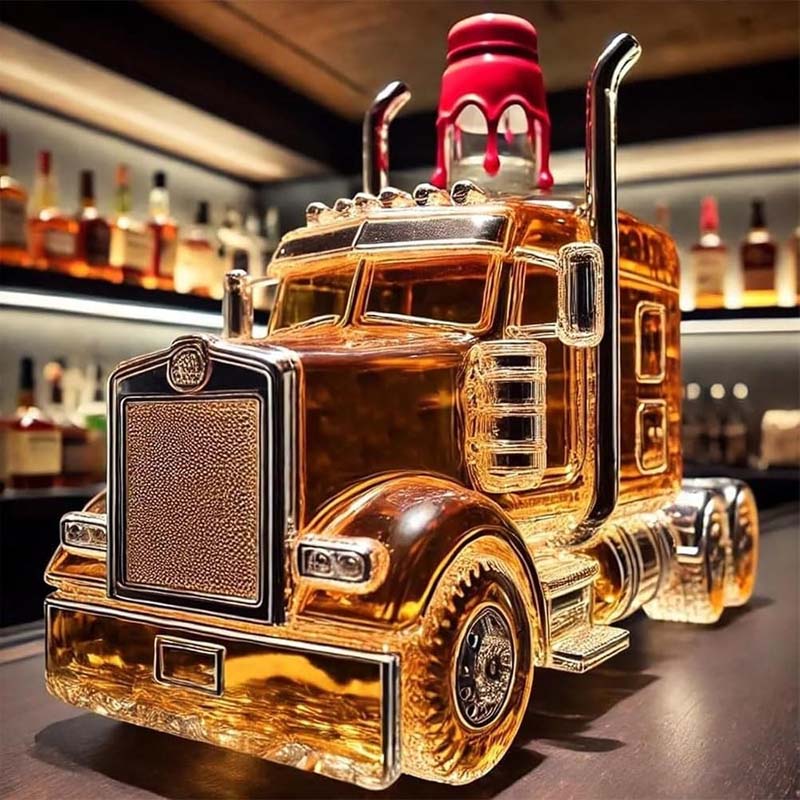 Truck Shape Glass Whiskey Decanter / Empty Whiskey Bottle
