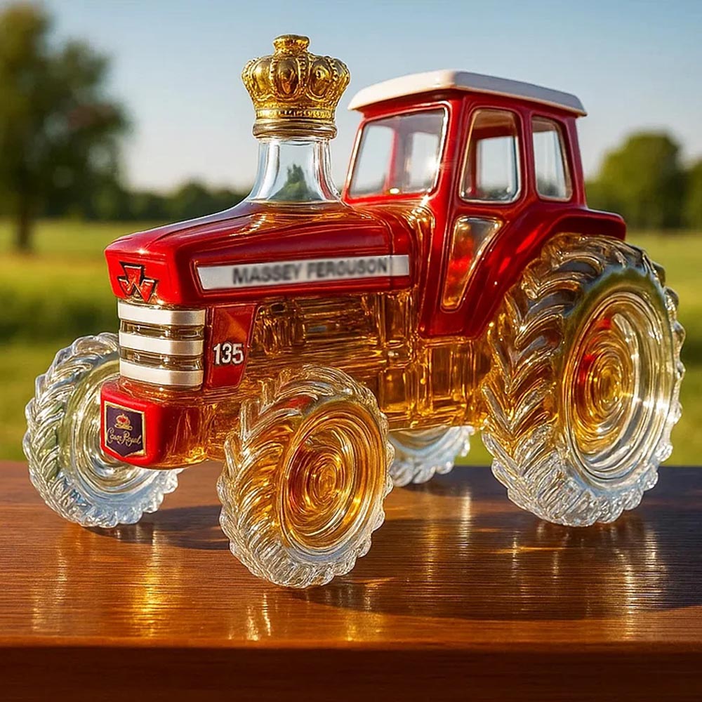 Tractor Shaped Glass Whiskey Decanter / Empty Whiskey Bottle