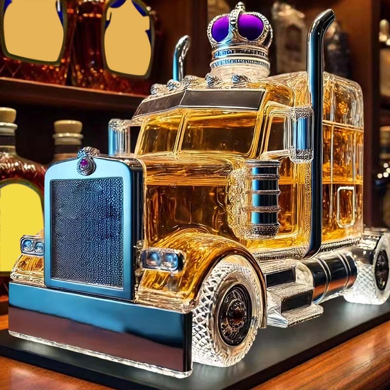 Truck Shape Glass Whiskey Decanter / Empty Whiskey Bottle