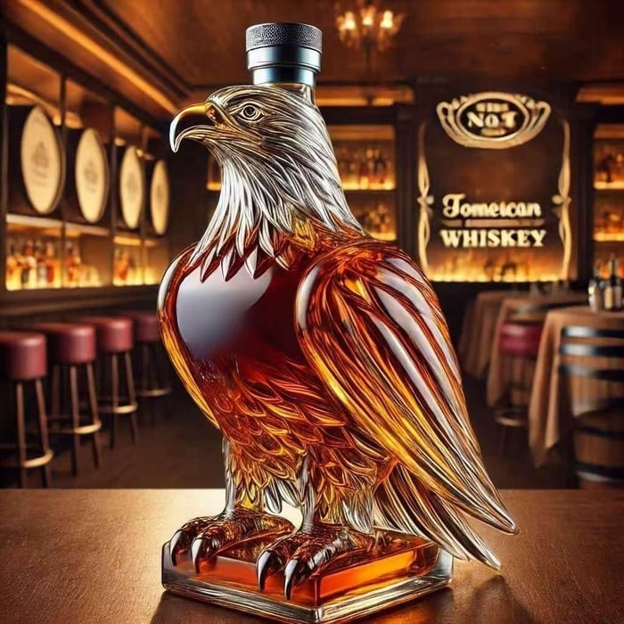 Eagle Head Glass Decanter empty Whiskey Bottle