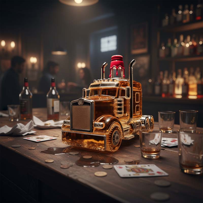 Truck Shape Glass Whiskey Decanter / Empty Whiskey Bottle