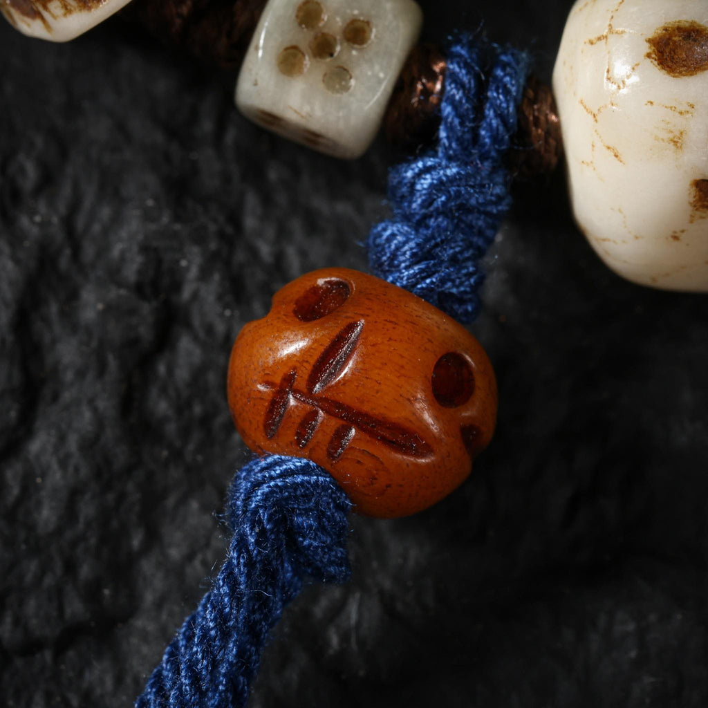 Yak Bone Carved Skull Bracelet Amulet