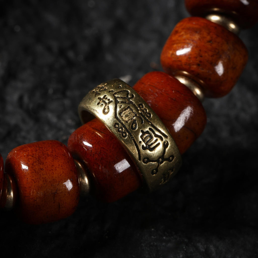 Yak Bone Carved Skull Bracelet Amulet