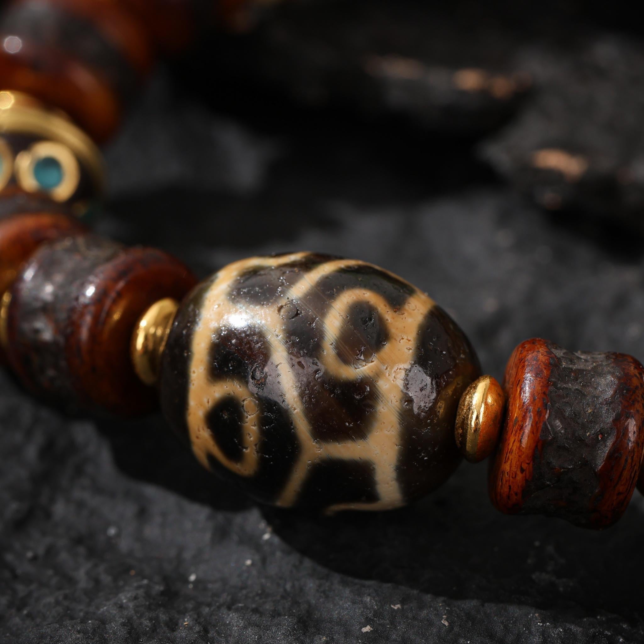 Yak Bone Bracelet with Dzi Accent