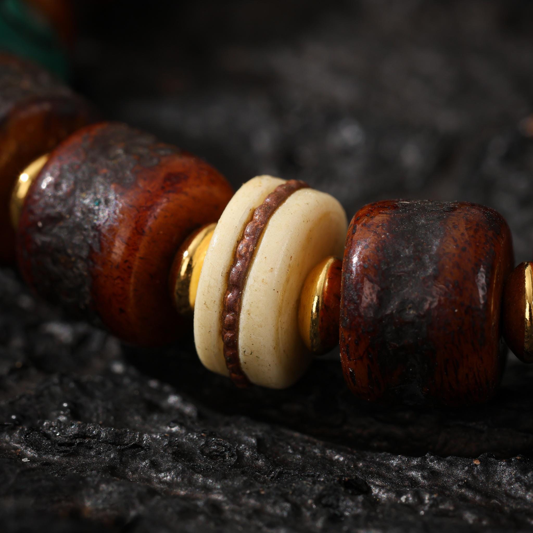 Yak Bone Bracelet with Dzi Accent