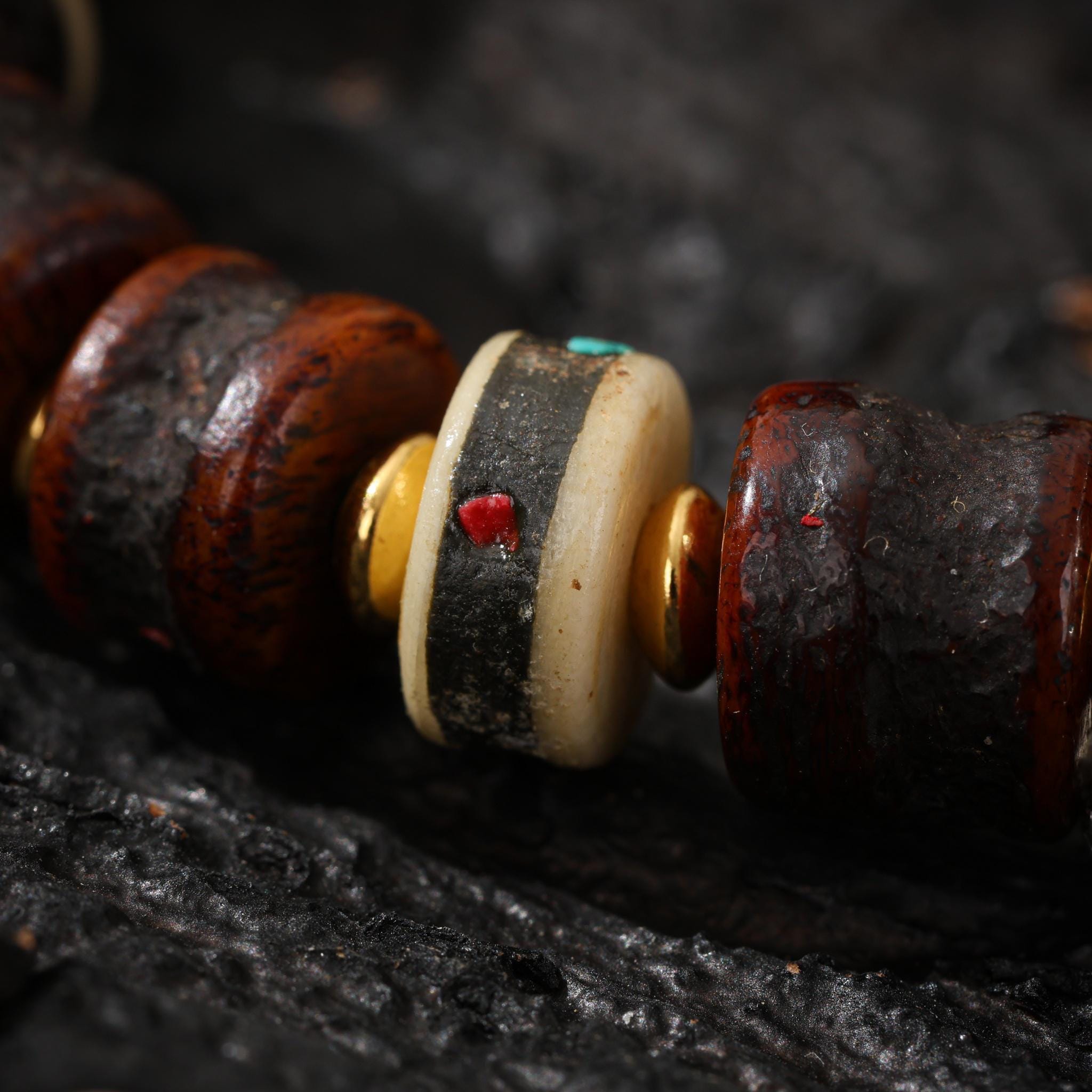 Yak Bone Bracelet with Dzi Accent