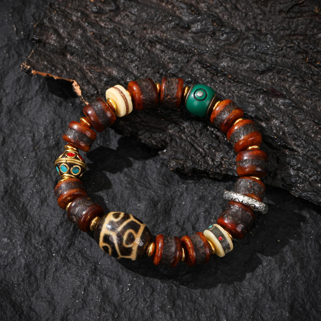 Yak Bone Bracelet with Dzi Accent