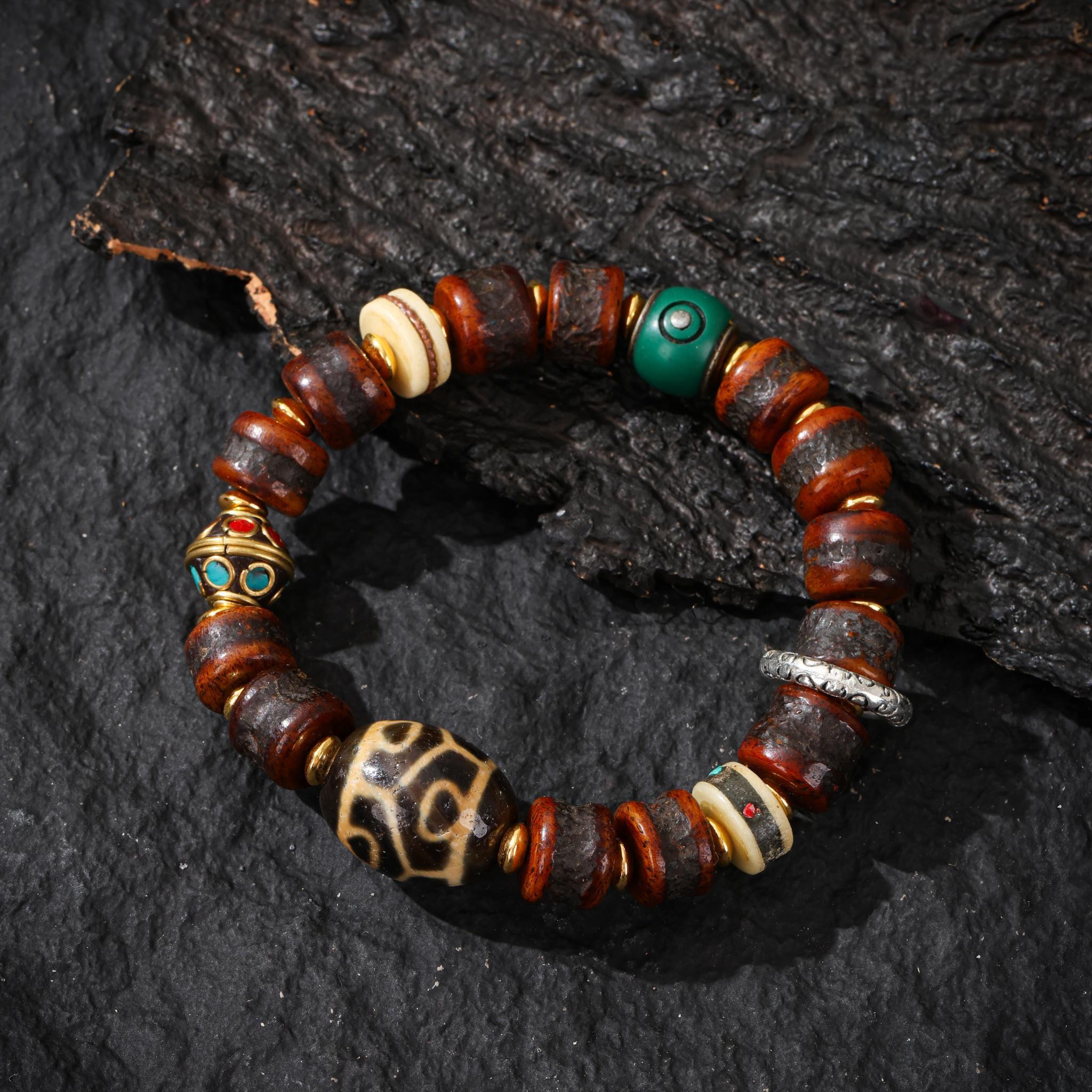 Yak Bone Bracelet with Dzi Accent