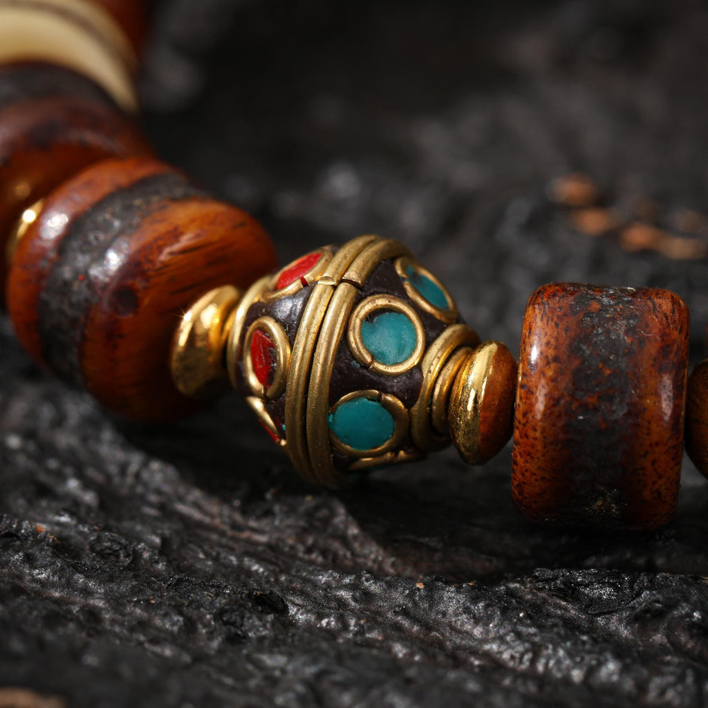 Yak Bone Bracelet with Dzi Accent