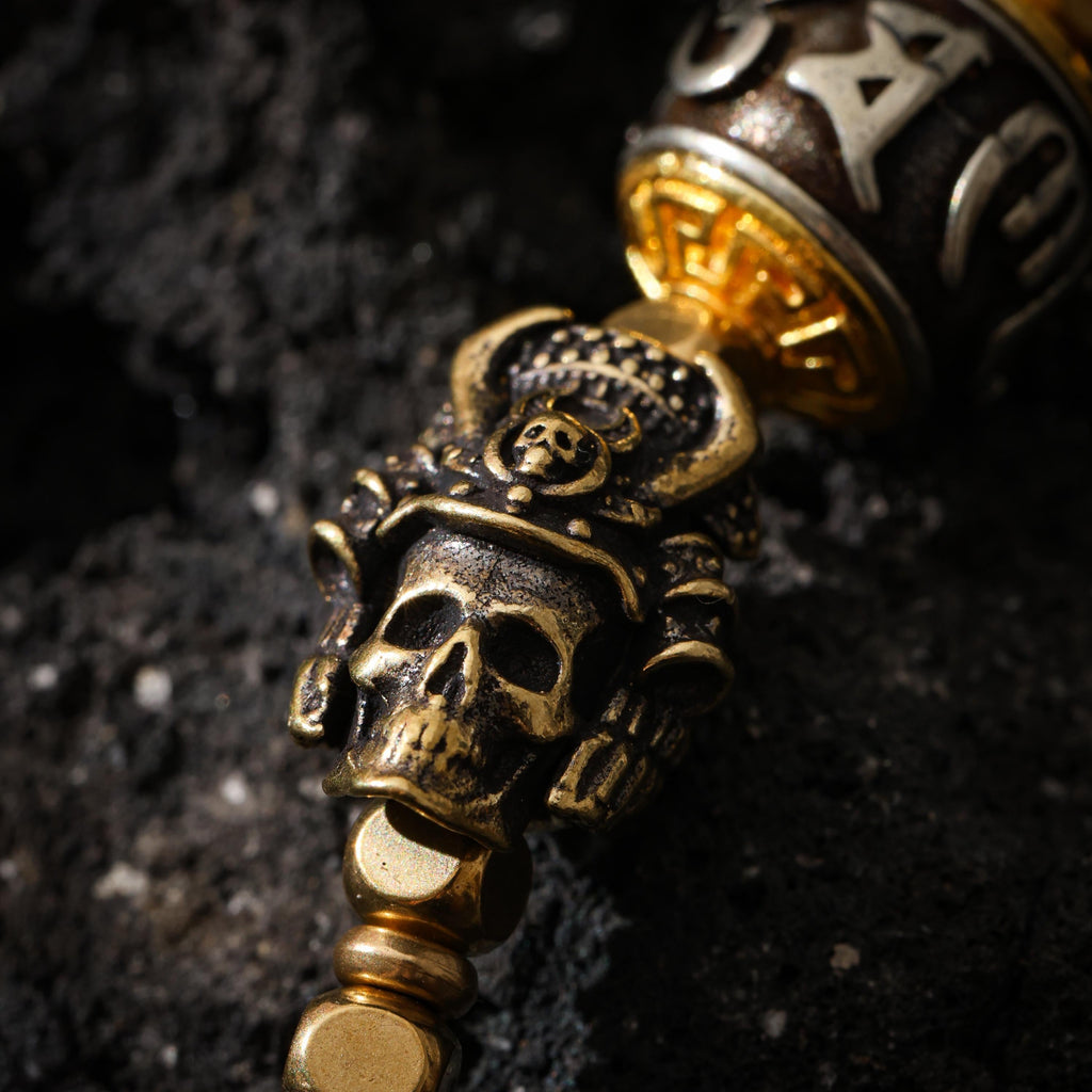 Dzi Necklace Om and Skull Charms