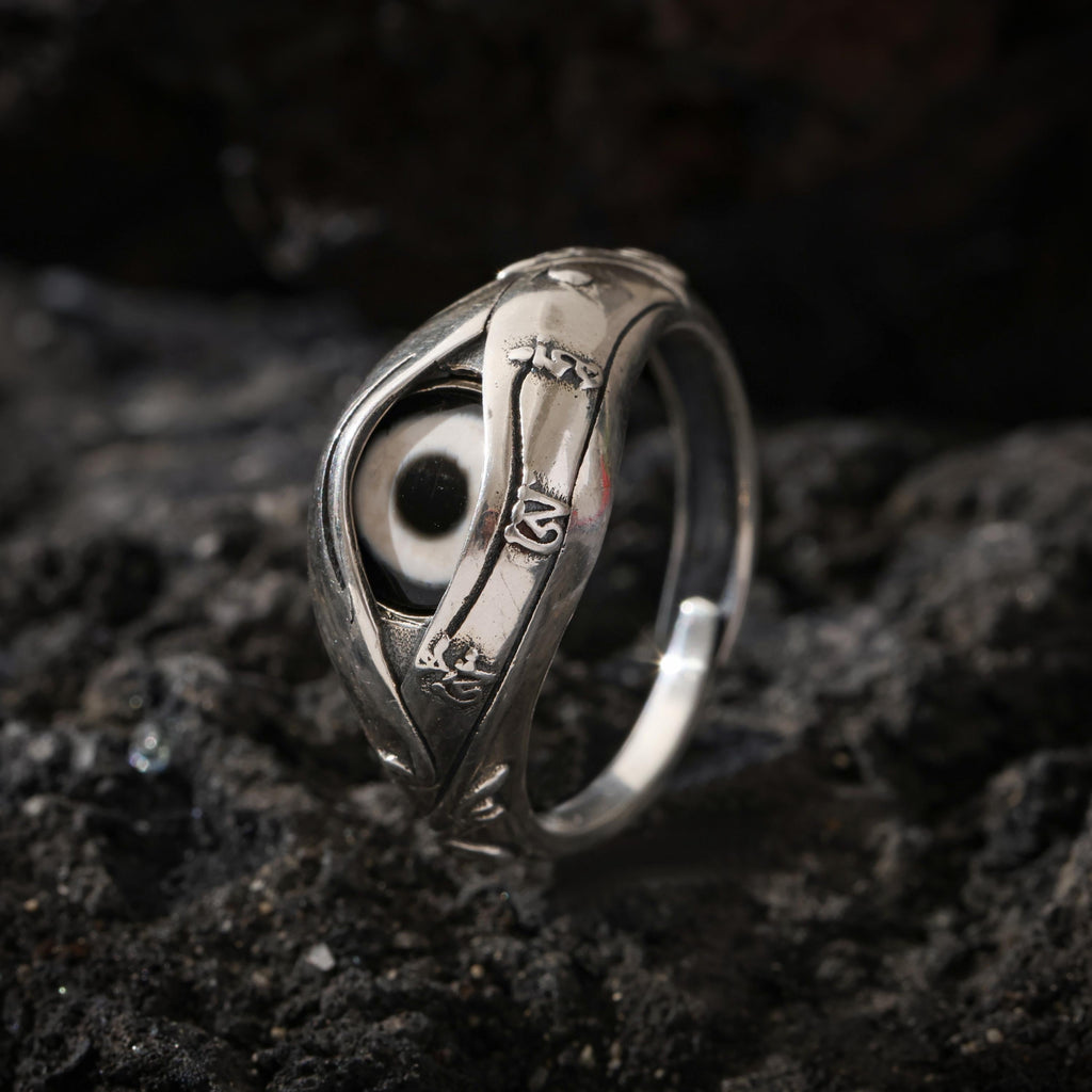 Dzi Ring Sterling Silver Adjustable