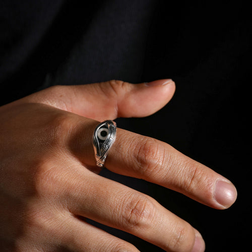 Dzi Ring Sterling Silver Adjustable