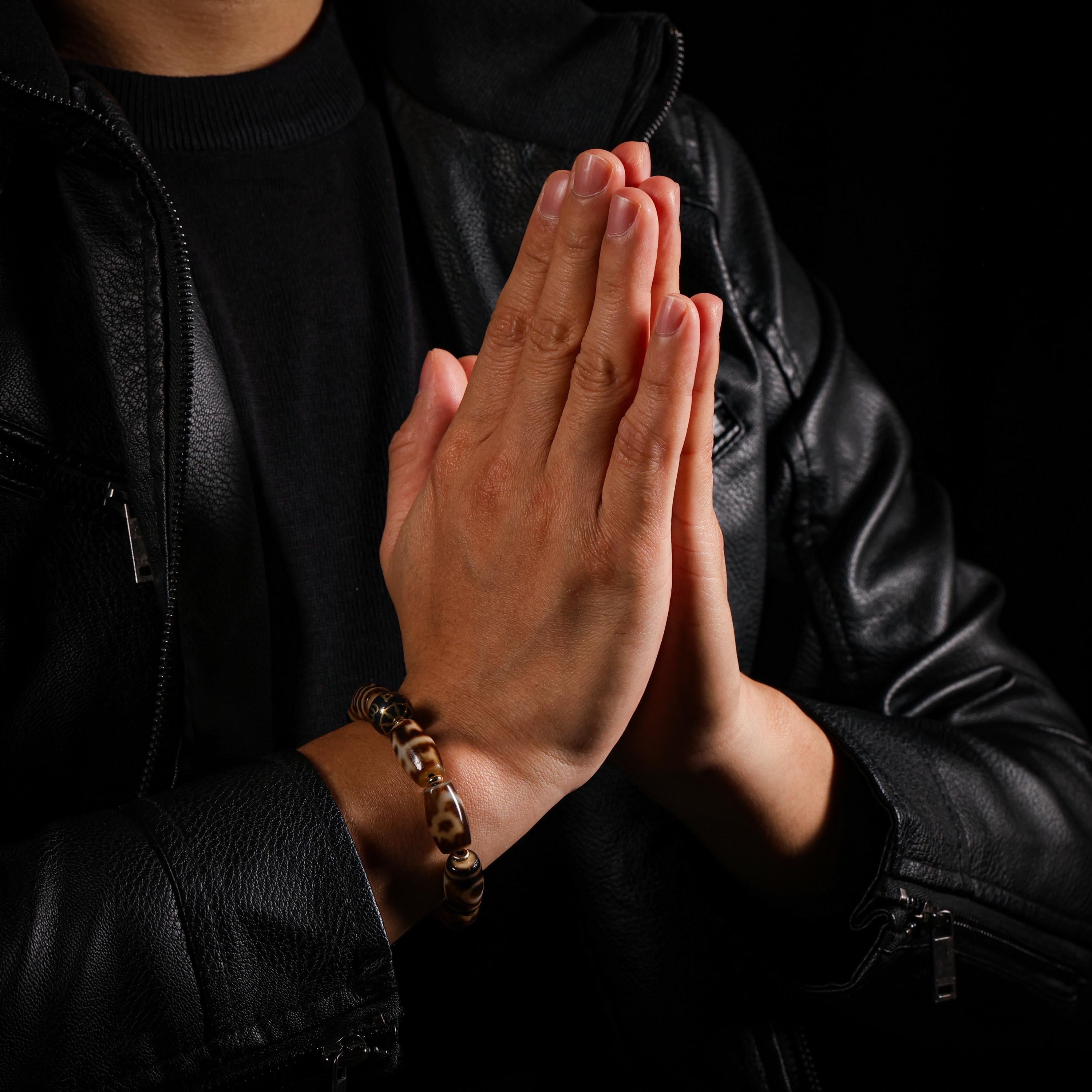 Tibetan Dzi Bracelet Om Accent