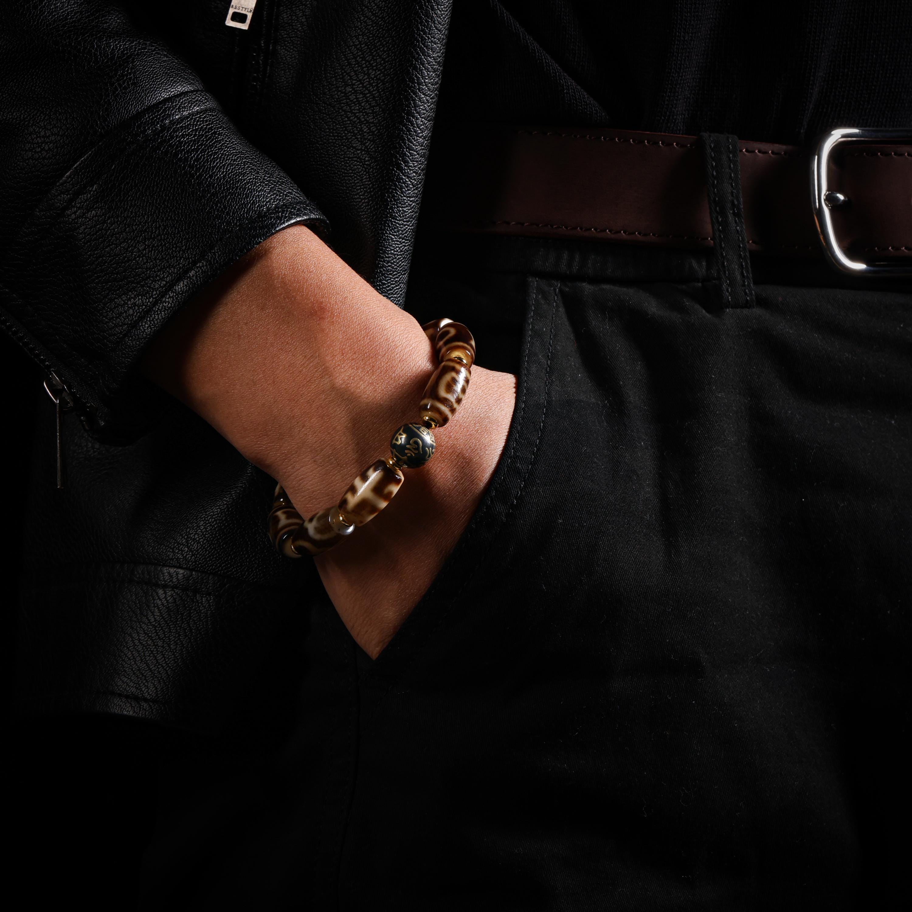 Tibetan Dzi Bracelet Om Accent