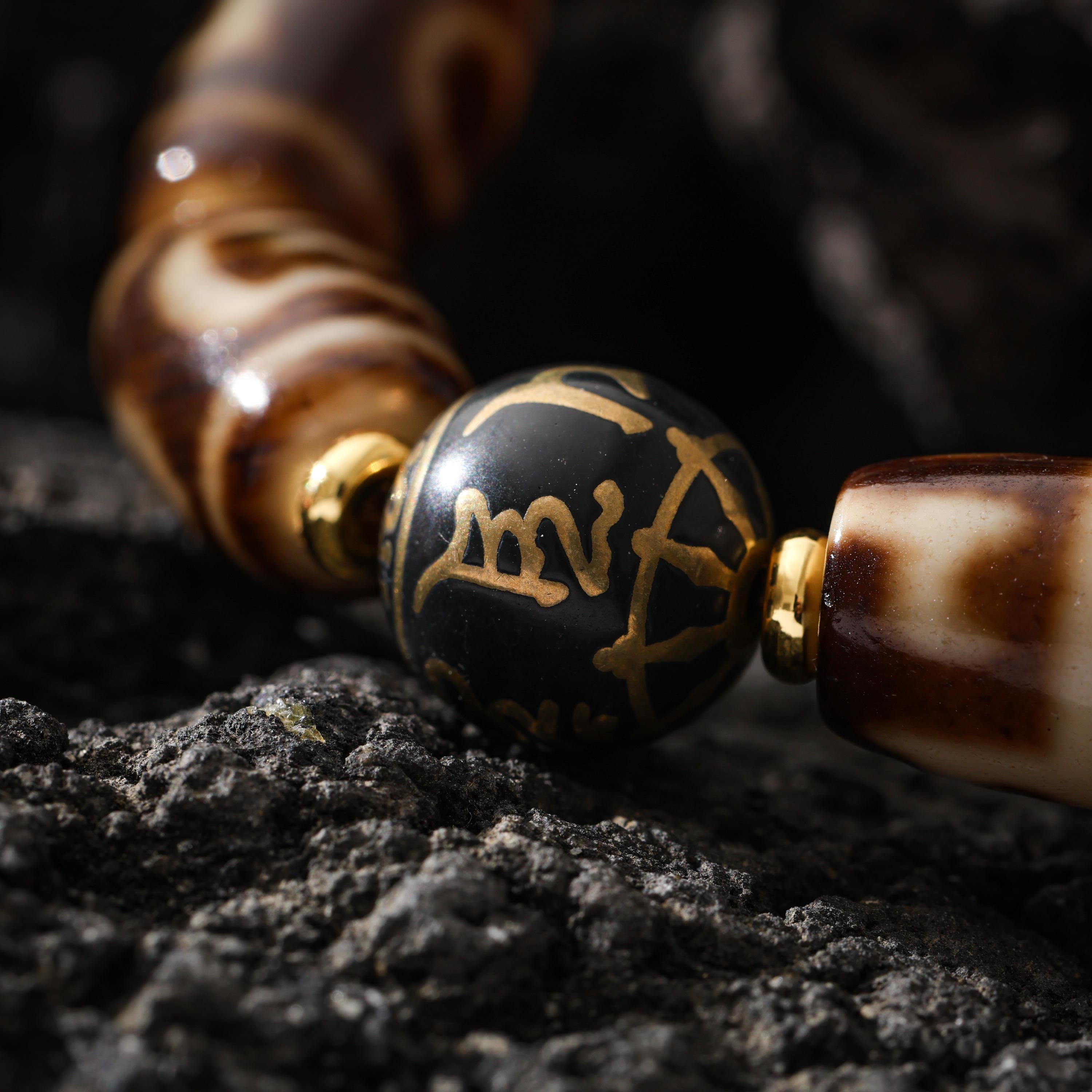 Tibetan Dzi Bracelet Om Accent