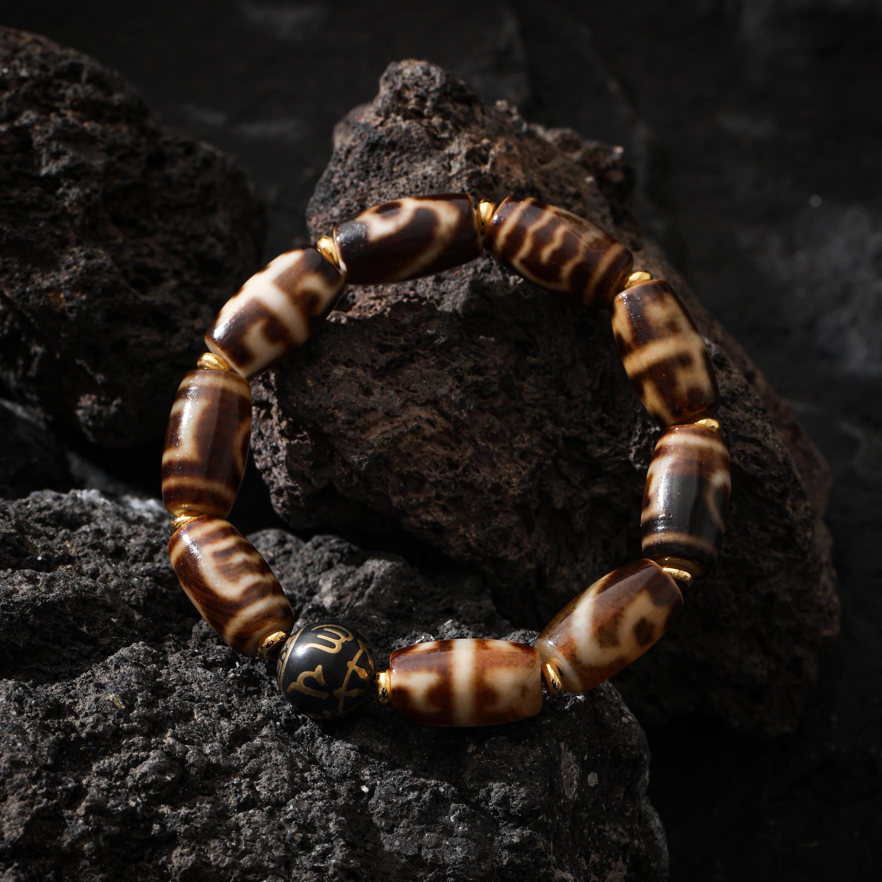 Tibetan Dzi Bracelet Om Accent
