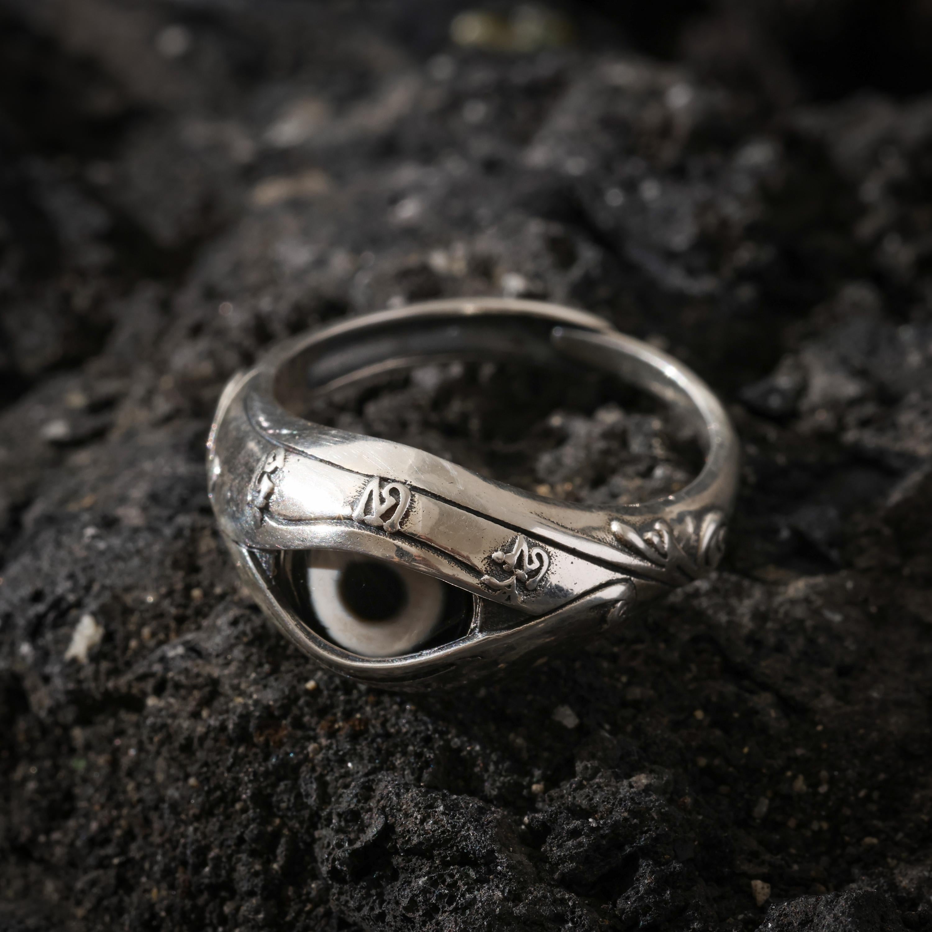 Dzi Ring Sterling Silver Adjustable