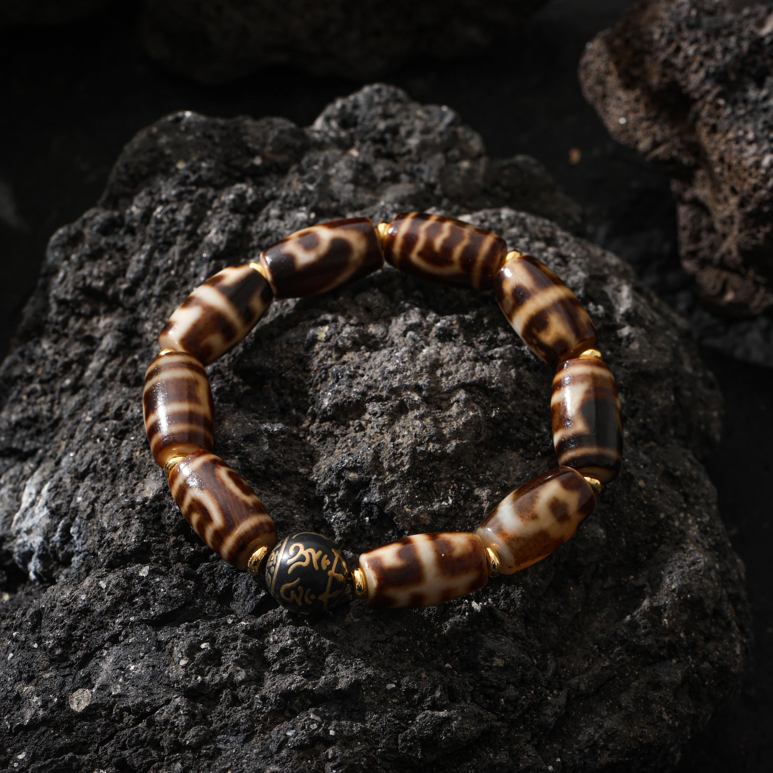 Tibetan Dzi Bracelet Om Accent